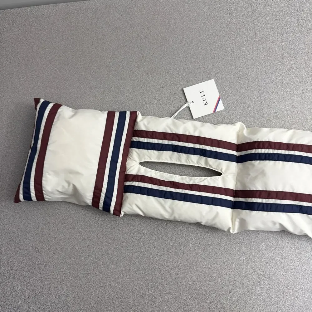 KULE Seever Down Scarf White Blue Striped Outdoors Insulated Puffer Luxury